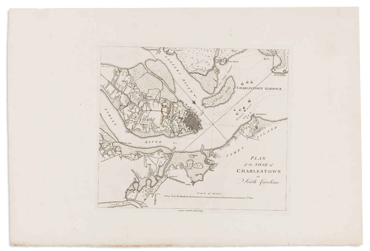 (CHARLESTON.) Tarleton, Banastre. Plan of the Siege of Charleston in South Carolina.